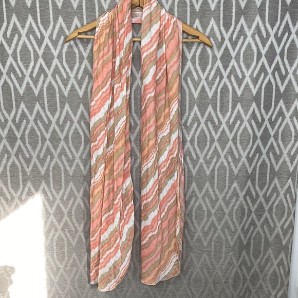 Chico's Accessories - Chico’s Scarf NWT Tangerine/ Orange Tan Cream Stripe 100% Rayon